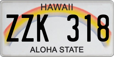 HI license plate ZZK318