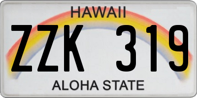 HI license plate ZZK319