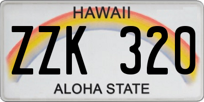 HI license plate ZZK320