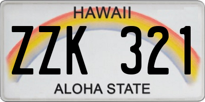 HI license plate ZZK321