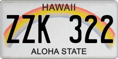 HI license plate ZZK322