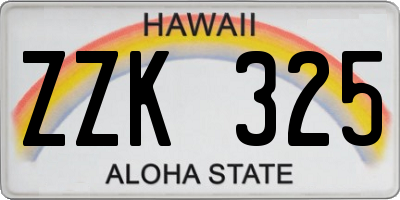 HI license plate ZZK325