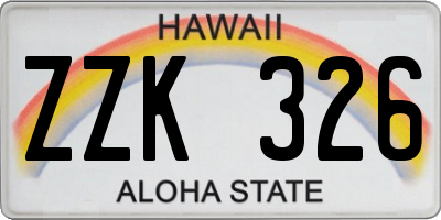 HI license plate ZZK326