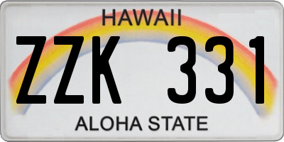 HI license plate ZZK331