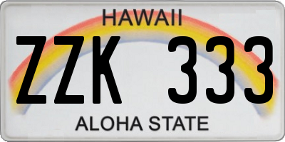 HI license plate ZZK333