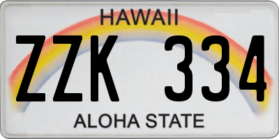 HI license plate ZZK334