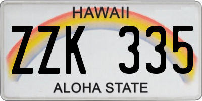 HI license plate ZZK335