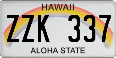 HI license plate ZZK337