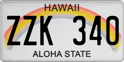 HI license plate ZZK340