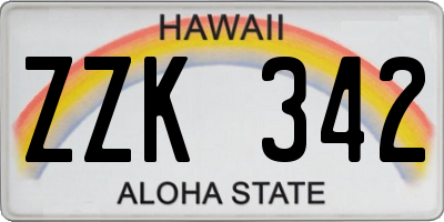 HI license plate ZZK342