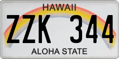 HI license plate ZZK344