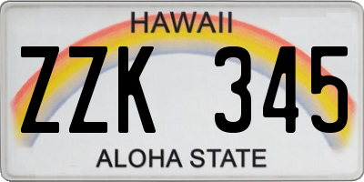 HI license plate ZZK345