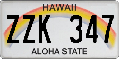 HI license plate ZZK347