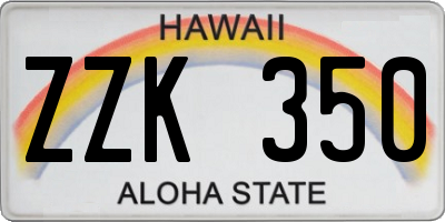 HI license plate ZZK350