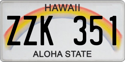 HI license plate ZZK351