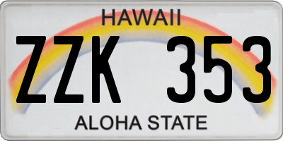 HI license plate ZZK353