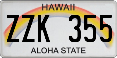 HI license plate ZZK355