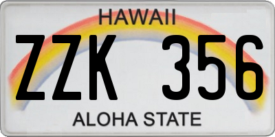 HI license plate ZZK356