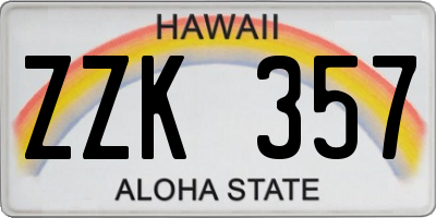 HI license plate ZZK357