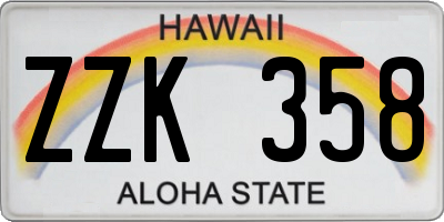 HI license plate ZZK358