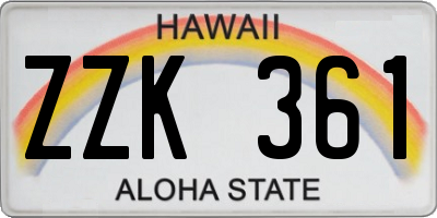 HI license plate ZZK361