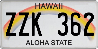 HI license plate ZZK362