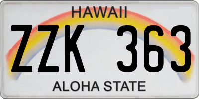 HI license plate ZZK363