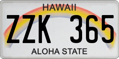 HI license plate ZZK365