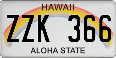 HI license plate ZZK366