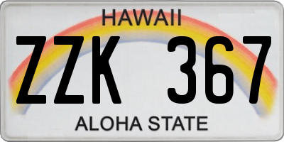 HI license plate ZZK367