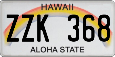 HI license plate ZZK368