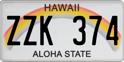 HI license plate ZZK374