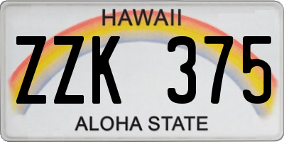 HI license plate ZZK375