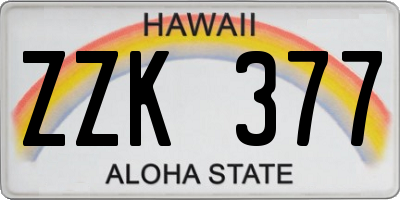 HI license plate ZZK377