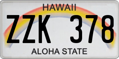 HI license plate ZZK378