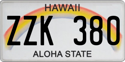 HI license plate ZZK380