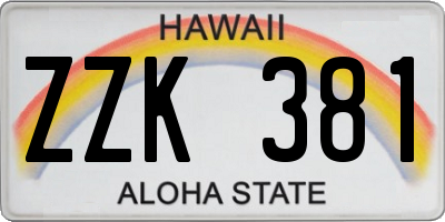 HI license plate ZZK381