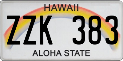 HI license plate ZZK383