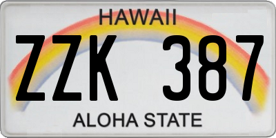 HI license plate ZZK387