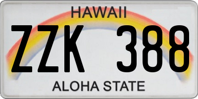 HI license plate ZZK388