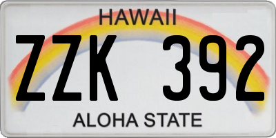 HI license plate ZZK392