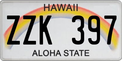 HI license plate ZZK397