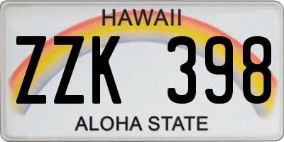 HI license plate ZZK398