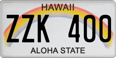 HI license plate ZZK400