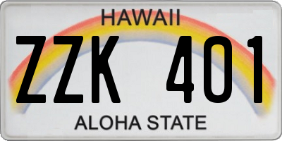 HI license plate ZZK401