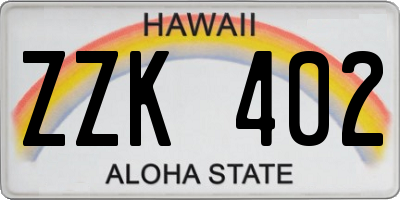 HI license plate ZZK402