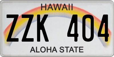 HI license plate ZZK404