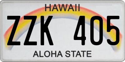 HI license plate ZZK405