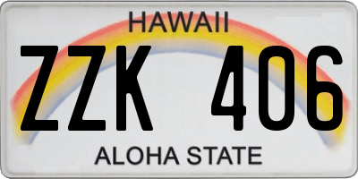 HI license plate ZZK406