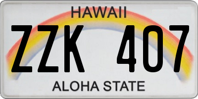 HI license plate ZZK407